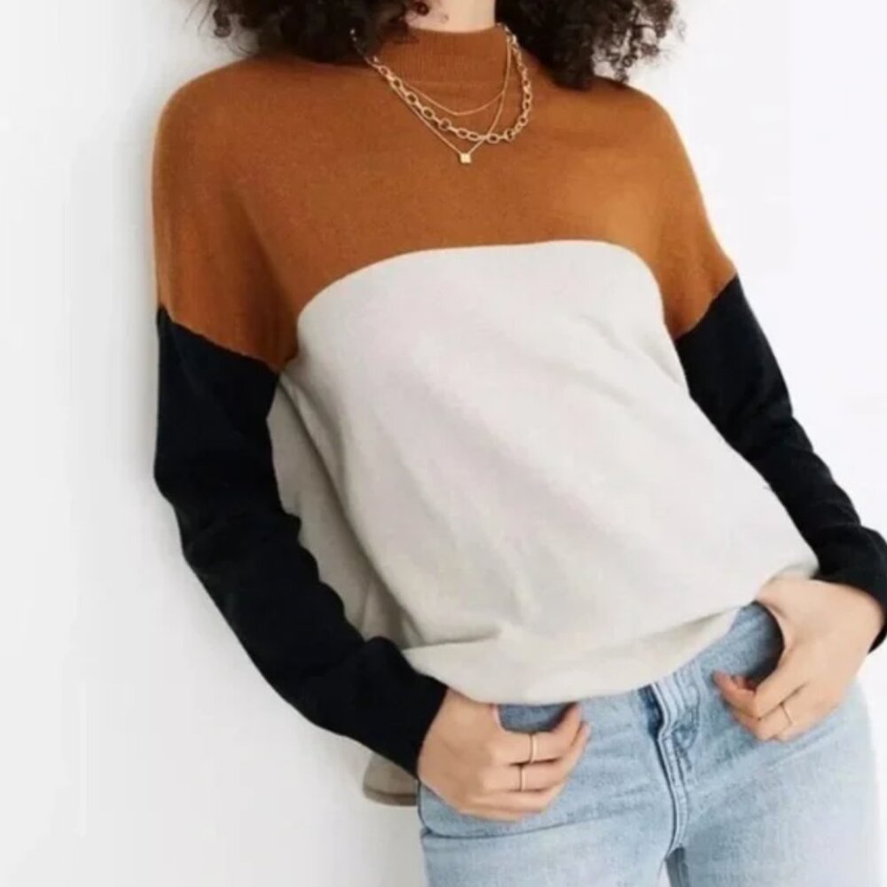 Madewell Ashbury Earthy Retro Preppy Y2K Grandma Boho Mockneck Sweater M